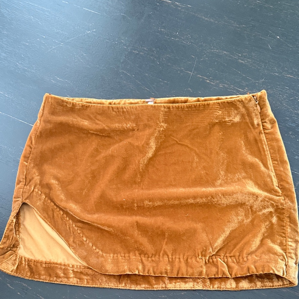 Free People Velvet Mini Skirt in Rust